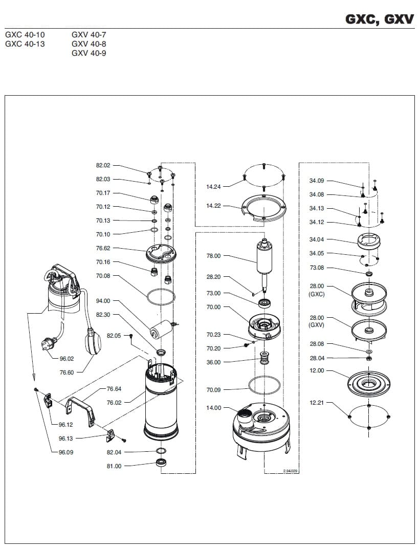 запчастини для насоса calpeda GXCM 40-13 72U10140000